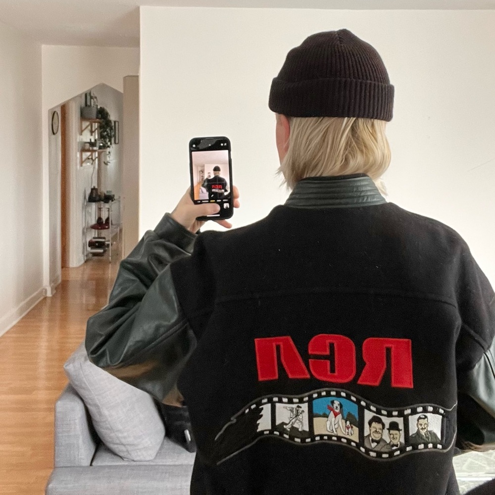 vintage 90’s RCA leather/wool bomber - Picture 2 of 5